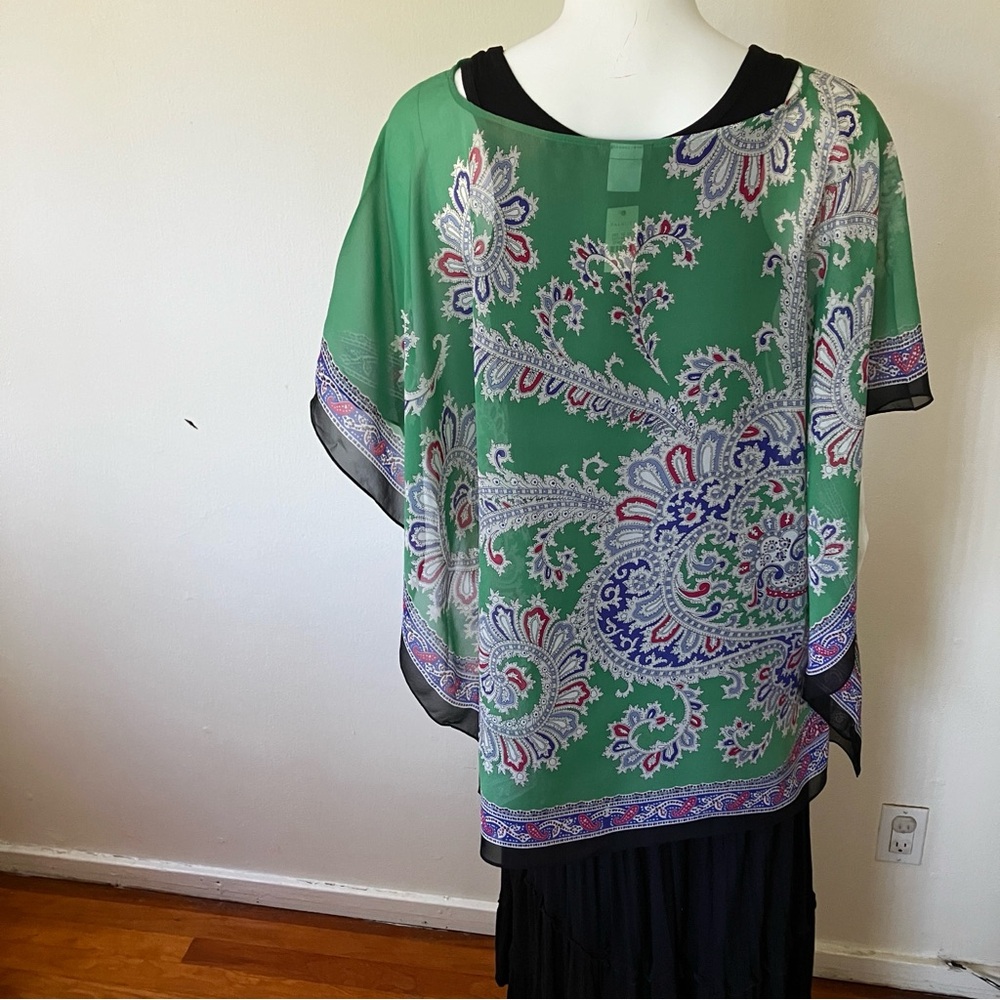 NWT Talbots silk paisley poncho/scarf - Picture 3 of 11